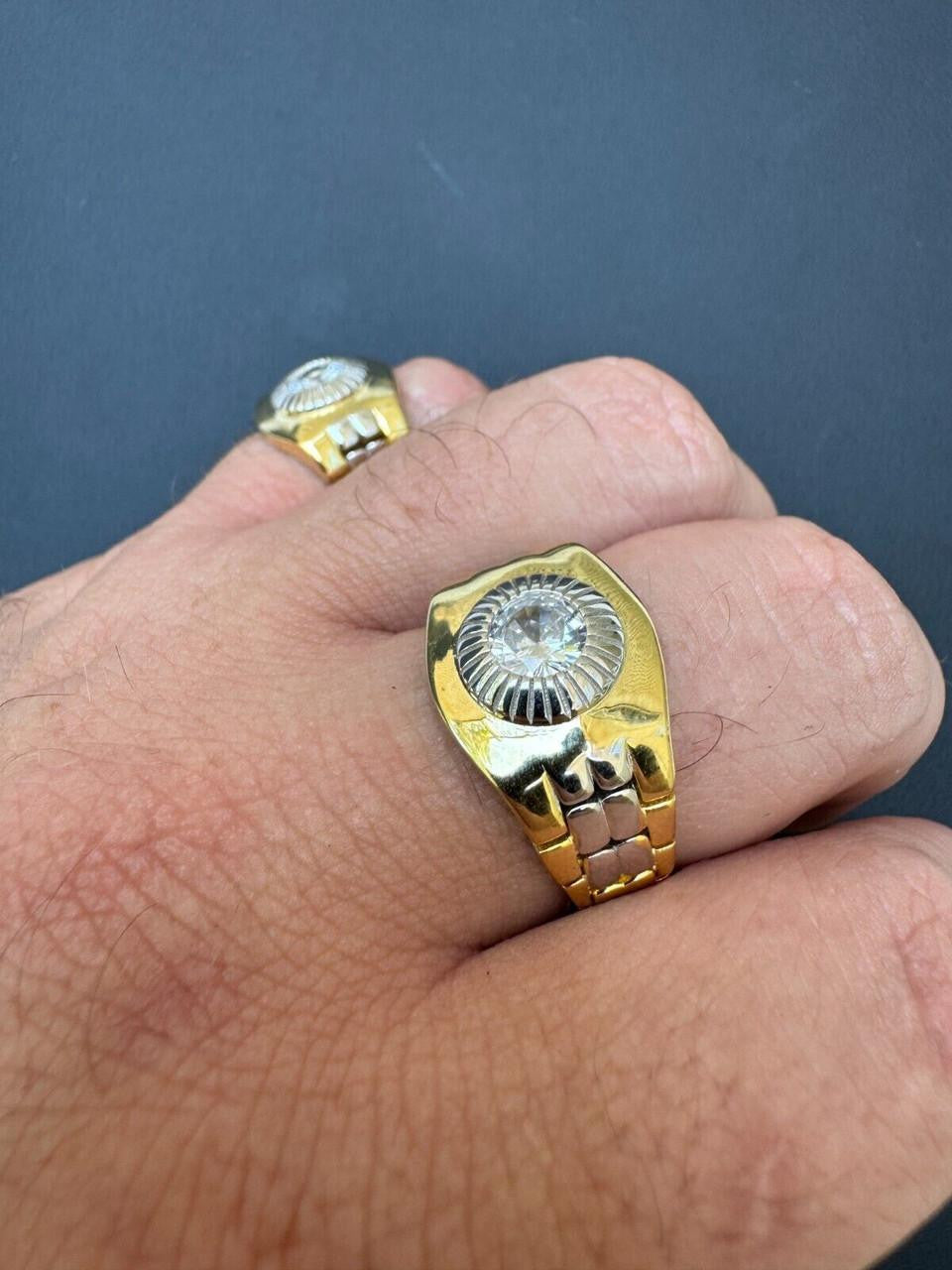 HarlemBling Presidential Watch Star Ring - CZ Stones -  14k Gold Vermeil 925 Silver