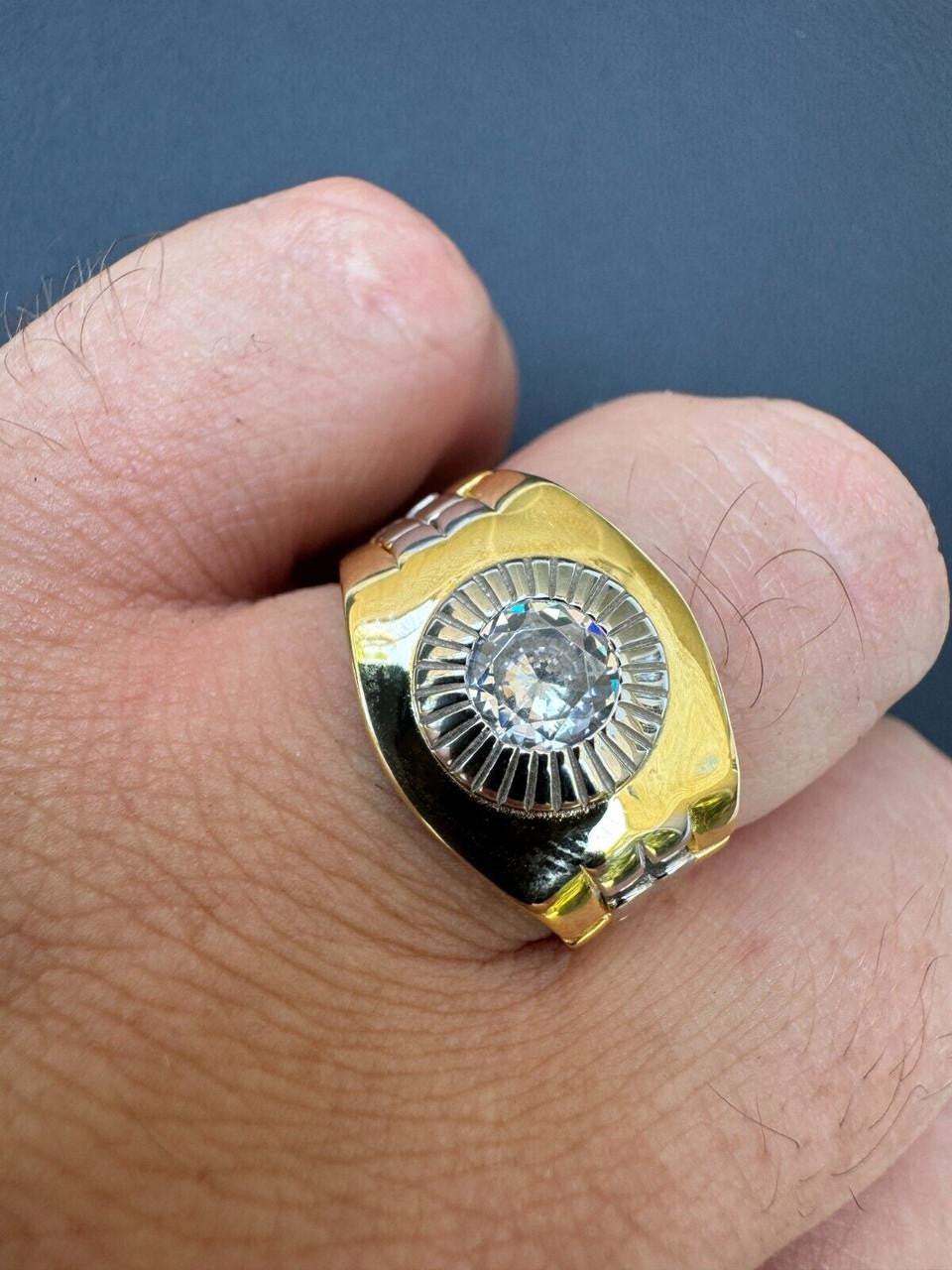 HarlemBling Presidential Watch Star Ring - CZ Stones -  14k Gold Vermeil 925 Silver