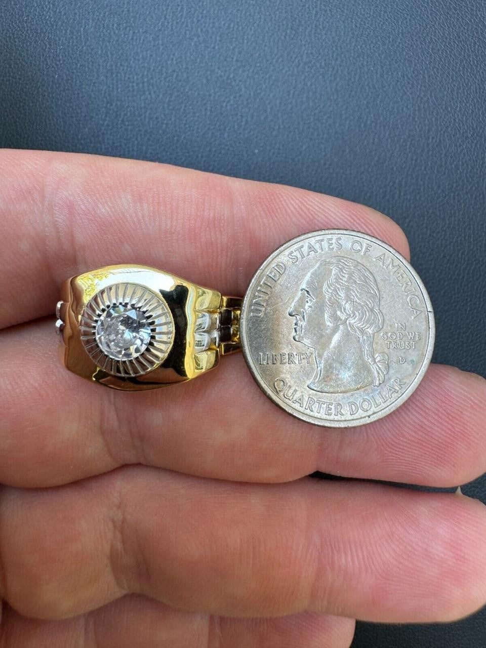 HarlemBling Presidential Watch Star Ring - CZ Stones -  14k Gold Vermeil 925 Silver