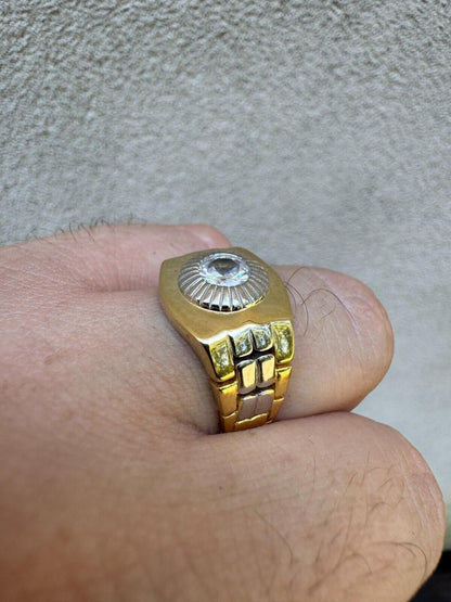 HarlemBling Presidential Watch Star Ring - CZ Stones -  14k Gold Vermeil 925 Silver