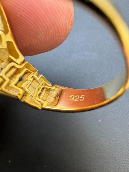 HarlemBling Presidential Watch Star Ring - CZ Stones -  14k Gold Vermeil 925 Silver