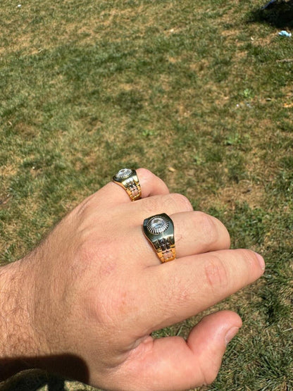 HarlemBling Presidential Watch Star Ring - CZ Stones -  14k Gold Vermeil 925 Silver