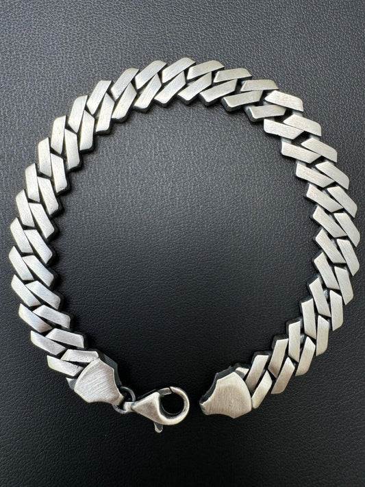 HarlemBling Prong Custom Miami Cuban Link Bracelet 8.5mm Real 925 Silver Oxidized Finish