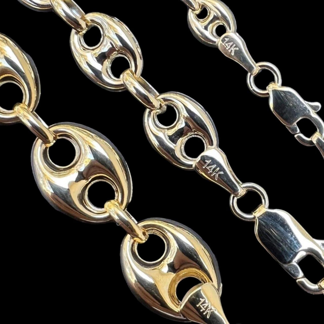 HarlemBling Puffed Mariner Gucci Link Thick Chain Necklace - 14k HOLLOW Yellow Gold - 16"-24" - 5mm-9mm