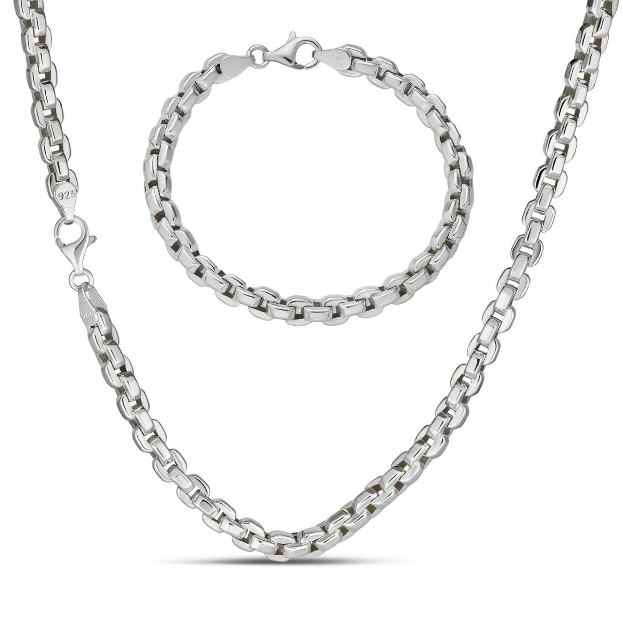 HarlemBling Puffed Rolo Chain Necklace Or Bracelet - Hollow 925 Sterling Silver - 7"-28" - 6mm