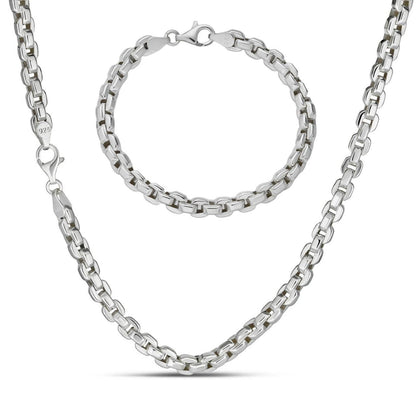 HarlemBling Puffed Rolo Chain Necklace Or Bracelet - Hollow 925 Sterling Silver - 7"-28" - 6mm