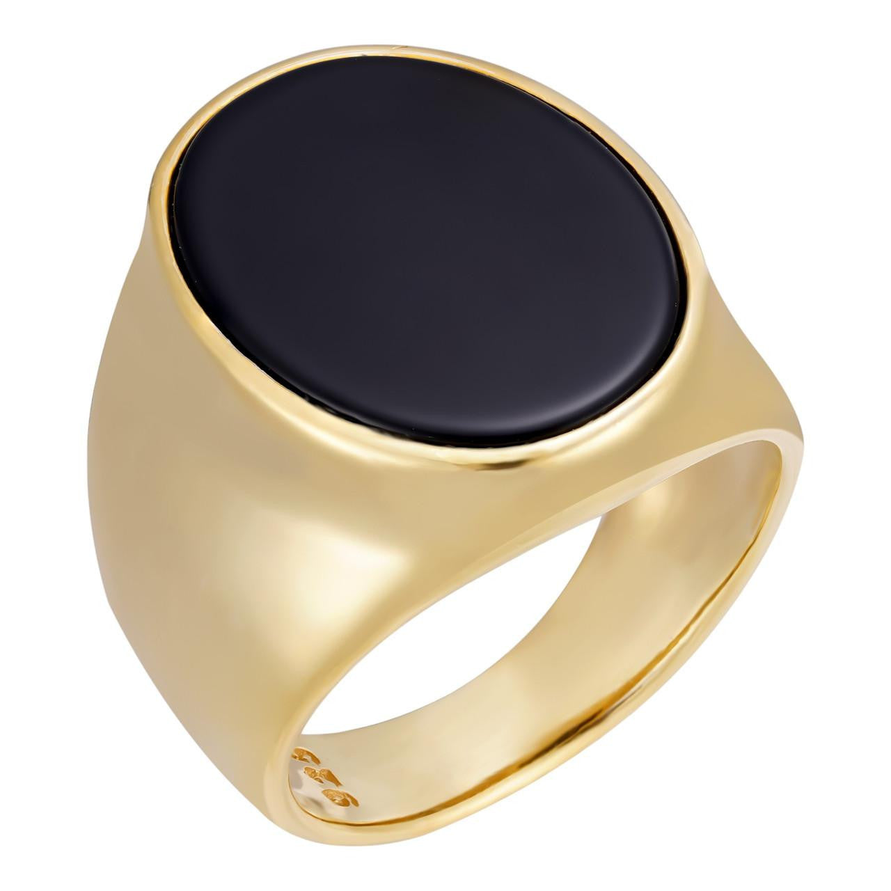 HarlemBling Pyramids Of Giza - 14k Gold Vermeil 925 Silver - Black Onyx Stone