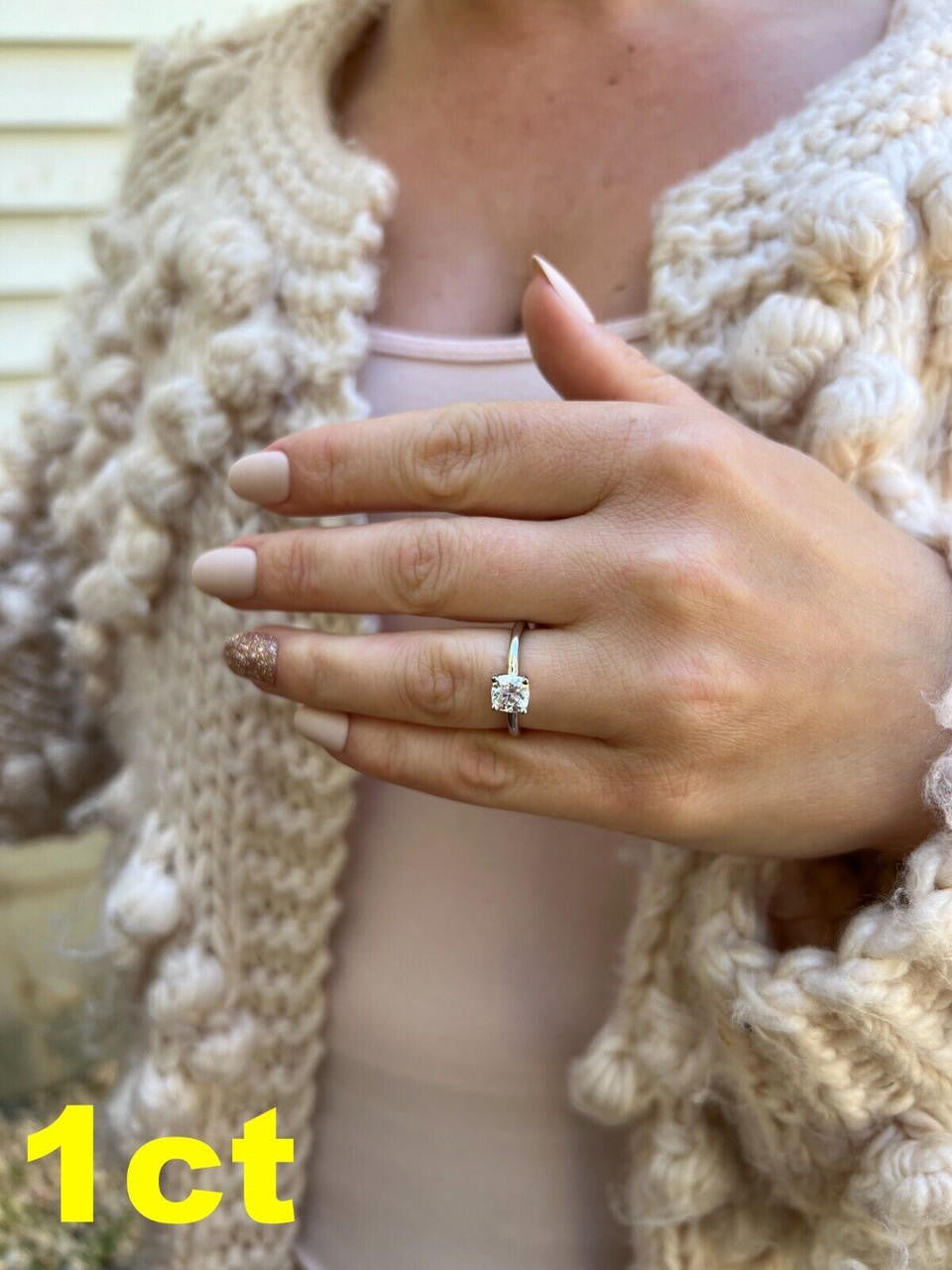 HarlemBling Real 1-3ct Real Moissanite Engagement Promise Ring Square Cushion Cut 925 Silver