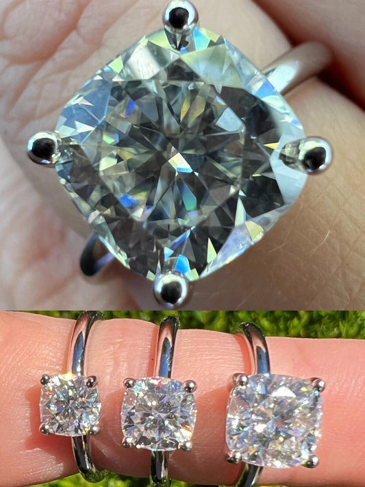 HarlemBling Real 1-3ct Real Moissanite Engagement Promise Ring Square Cushion Cut 925 Silver