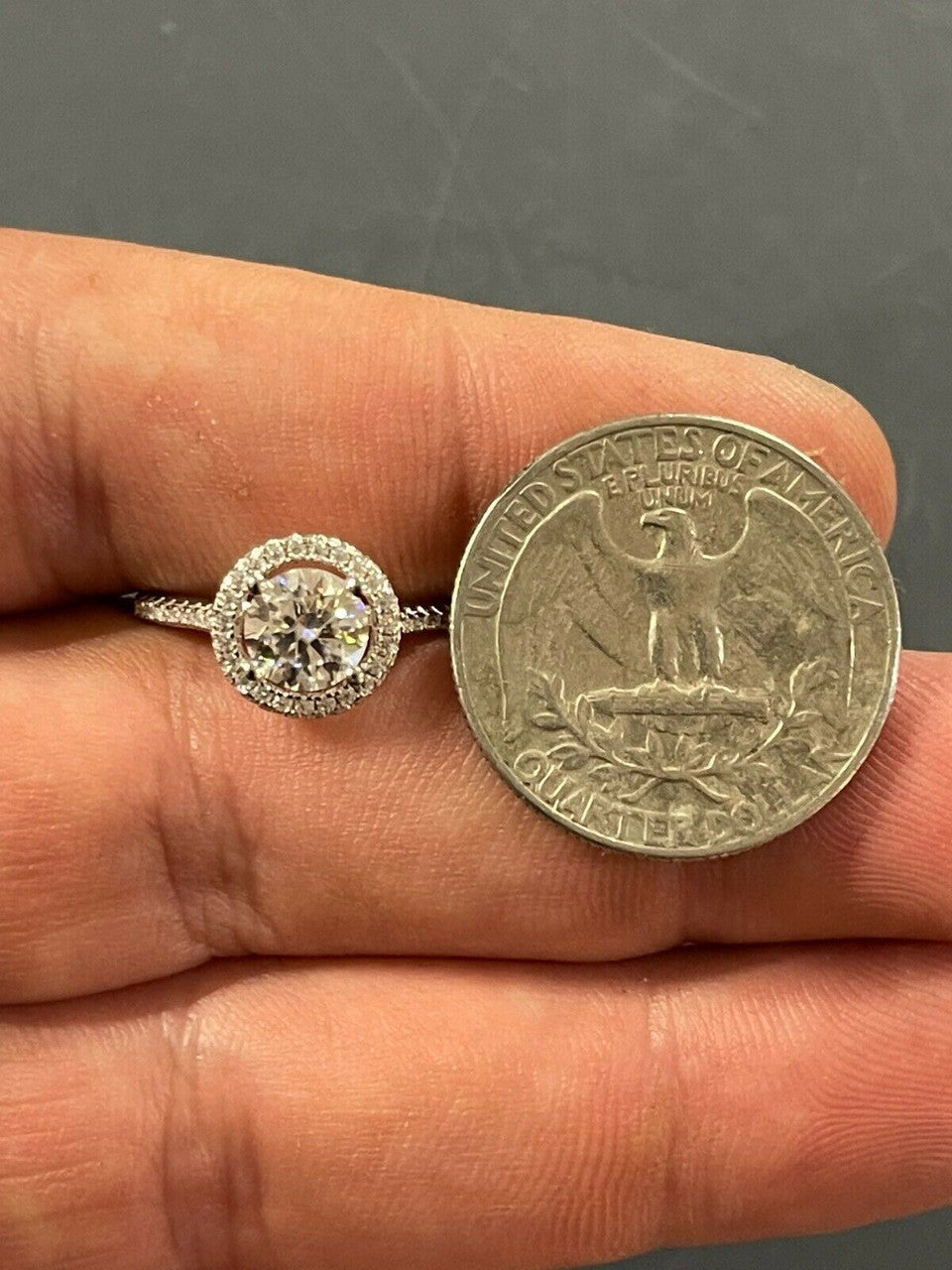 HarlemBling Real 1.2ct Moissanite Engagement Promise Ring Passes Diamond Tester 925 Silver