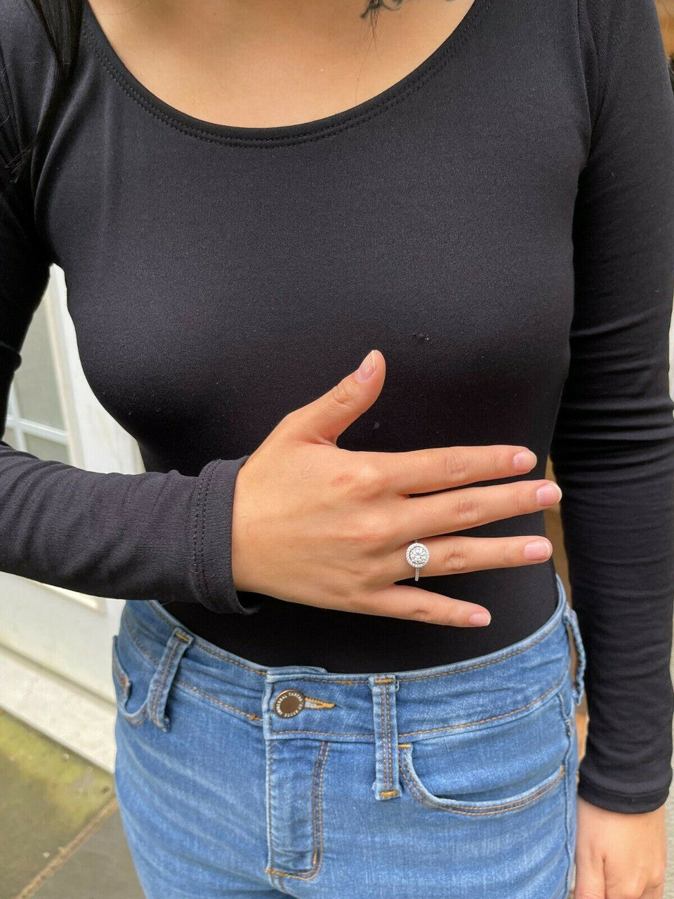 HarlemBling Real 1.2ct Moissanite Engagement Promise Ring Passes Diamond Tester 925 Silver