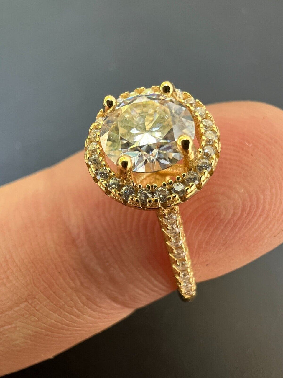 HarlemBling Real 1.2ct VVS D Moissanite Engagement Promise Ring 14k Gold Plated 925 Silver