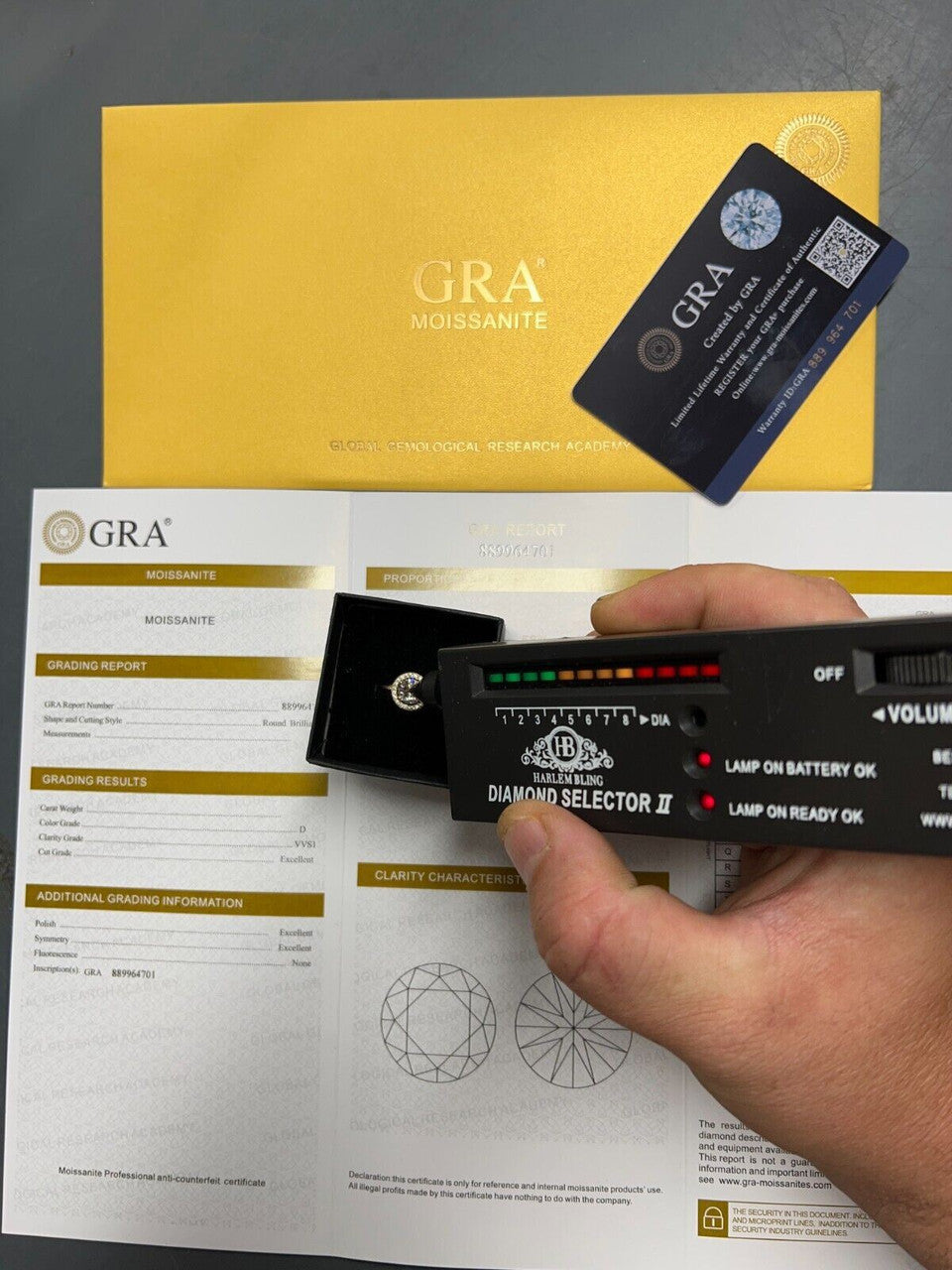 HarlemBling Real 1.2ct VVS D Moissanite Engagement Promise Ring 14k Gold Plated 925 Silver