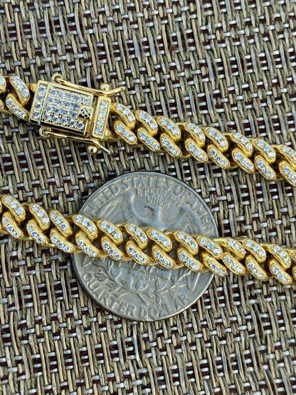 HarlemBling REAL 14k Gold Over 925 Sterling Silver 6mm Iced Miami Cuban Bracelet Men Ladies