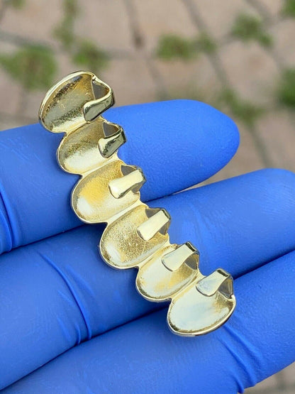 HarlemBling REAL 14k Gold Over Solid 925 Sterling Silver Diamond Cut Grillz Teeth Fronts