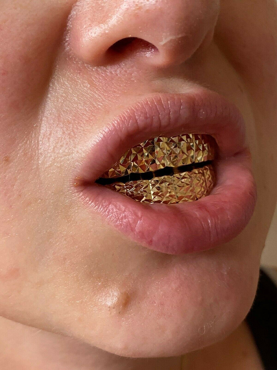 HarlemBling REAL 14k Gold Over Solid 925 Sterling Silver Diamond Cut Grillz Teeth Fronts