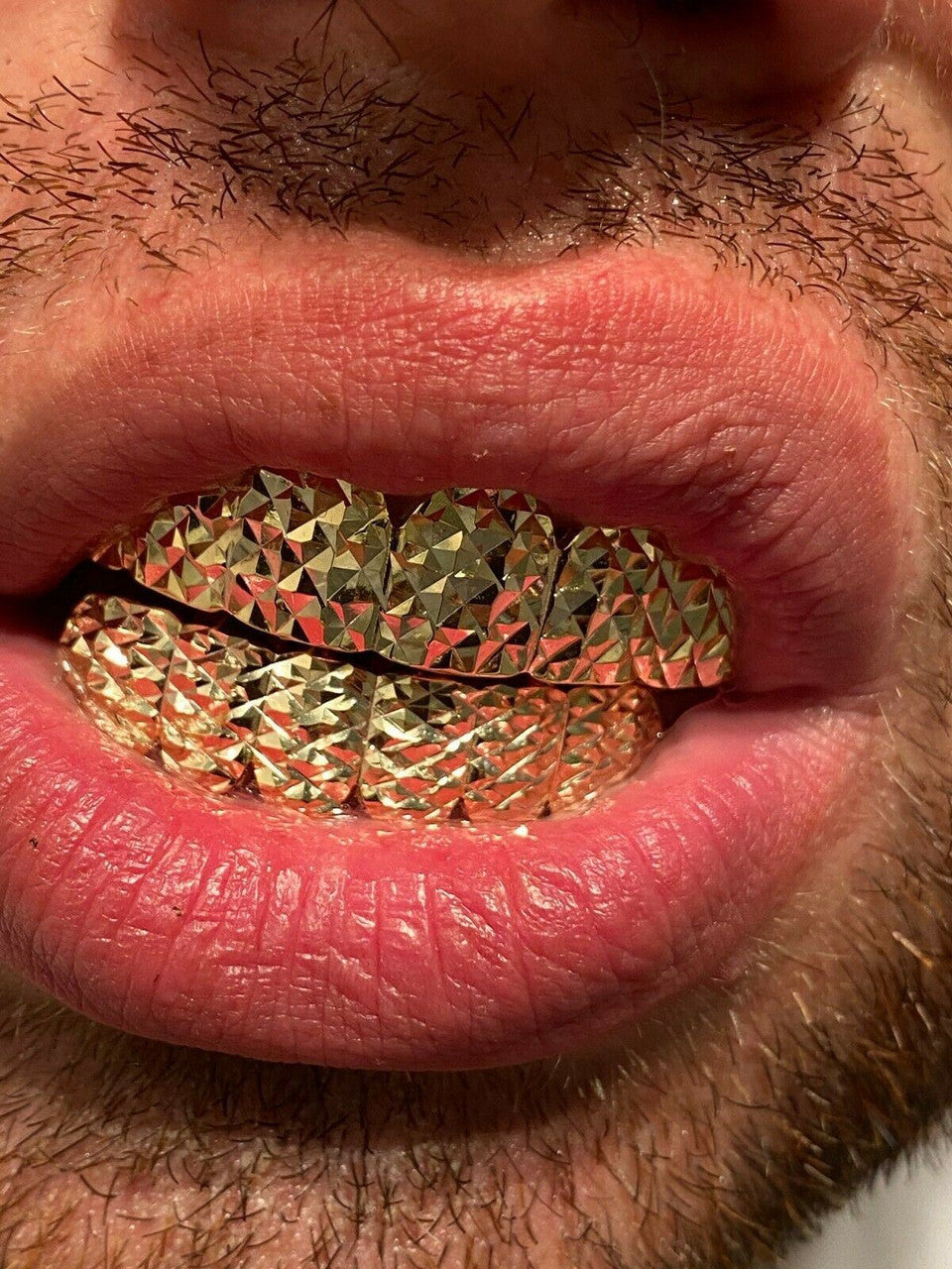 HarlemBling REAL 14k Gold Over Solid 925 Sterling Silver Diamond Cut Grillz Teeth Fronts