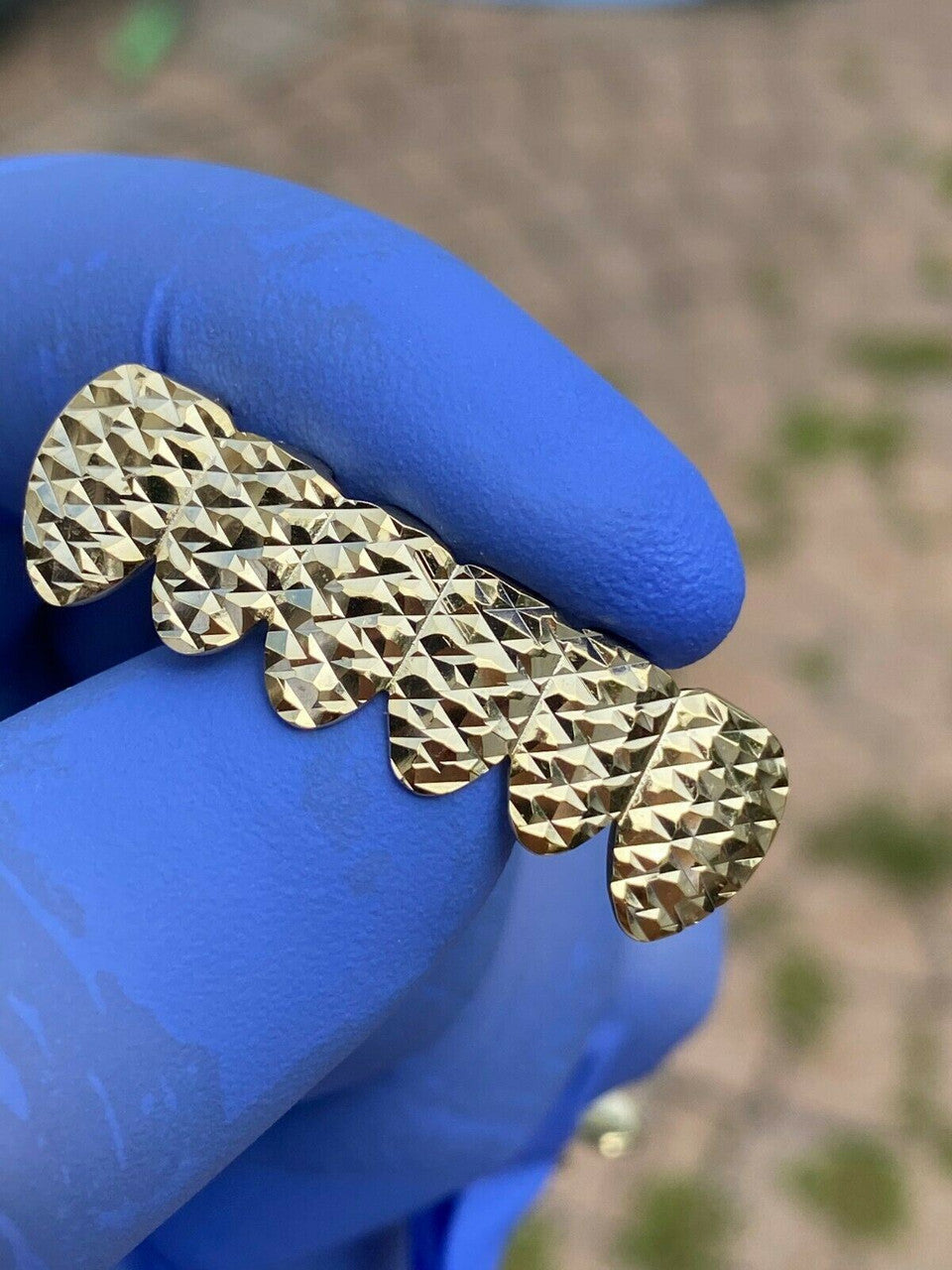 HarlemBling REAL 14k Gold Over Solid 925 Sterling Silver Diamond Cut Grillz Teeth Fronts