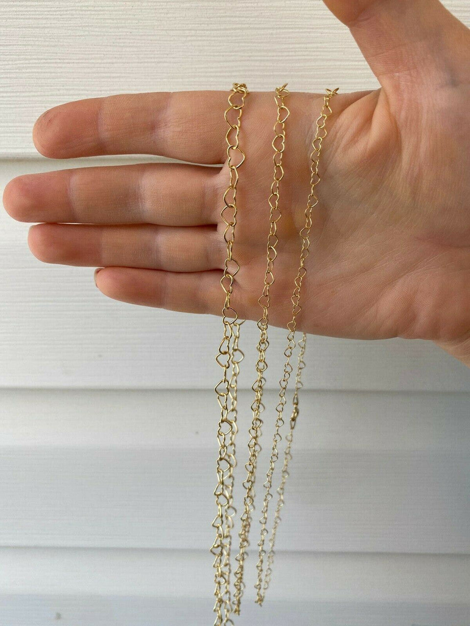 HarlemBling Real 14k Gold Over Solid 925 Sterling Silver Paperclip Heart Link Chain Necklace