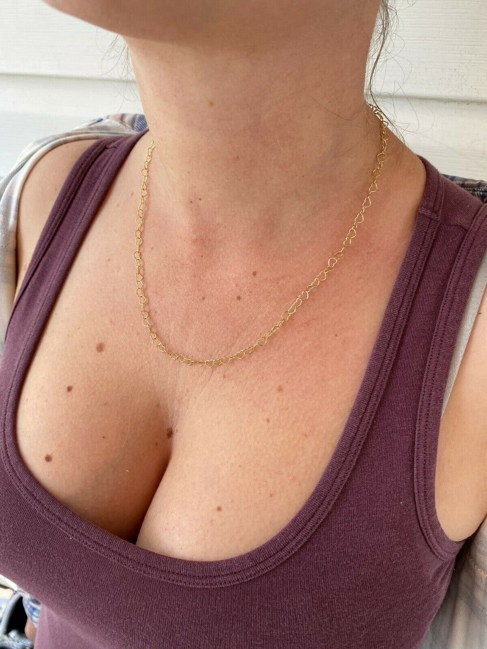 HarlemBling Real 14k Gold Over Solid 925 Sterling Silver Paperclip Heart Link Chain Necklace