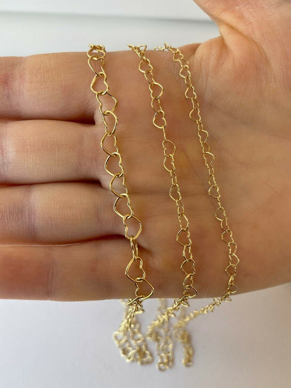 HarlemBling Real 14k Gold Over Solid 925 Sterling Silver Paperclip Heart Link Chain Necklace