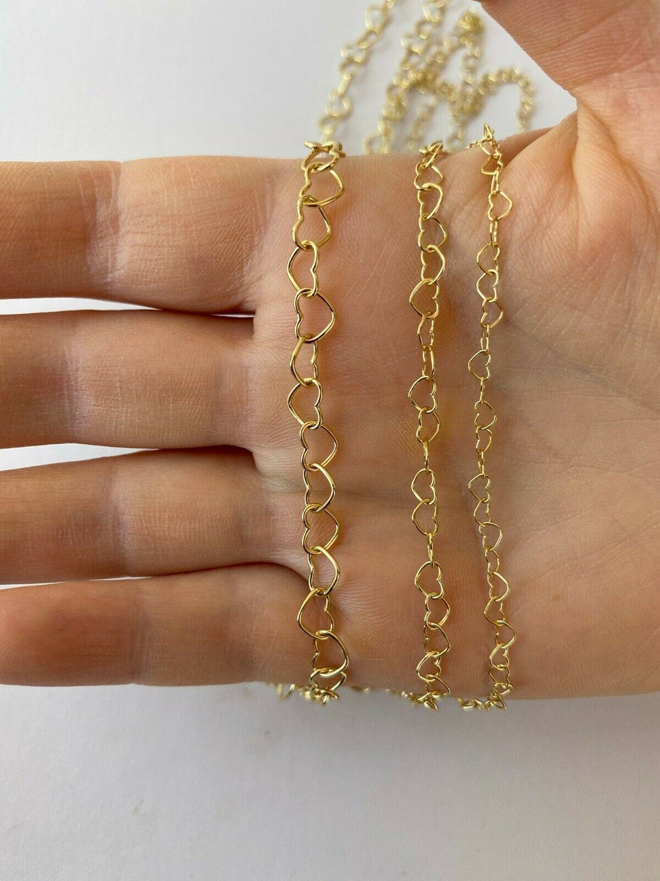 HarlemBling Real 14k Gold Over Solid 925 Sterling Silver Paperclip Heart Link Chain Necklace