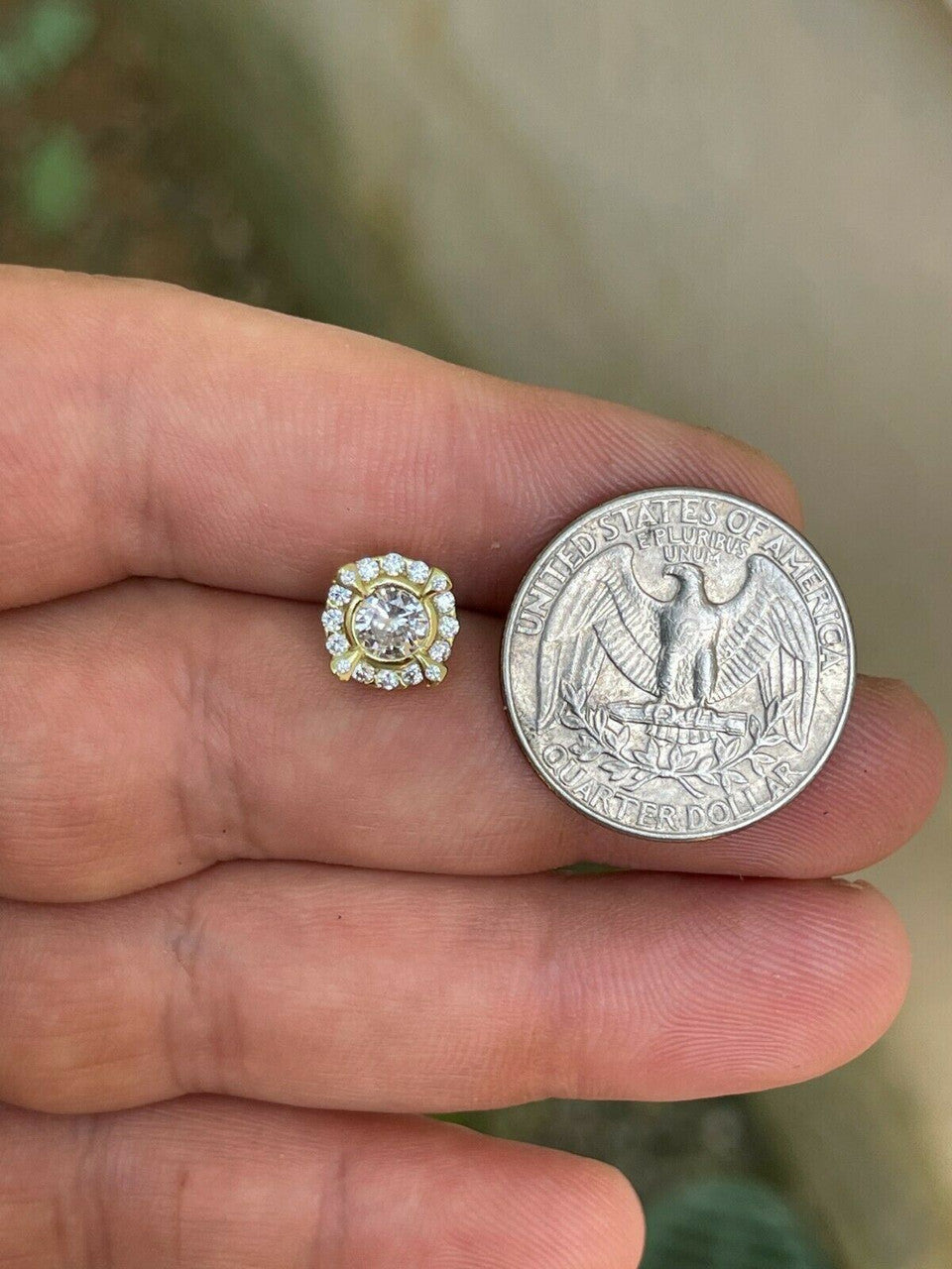 HarlemBling Real 14k Gold Vermeil 925 Iced CZ Out HipHop Earrings Studs Mens Ladies dollar99 MSRP