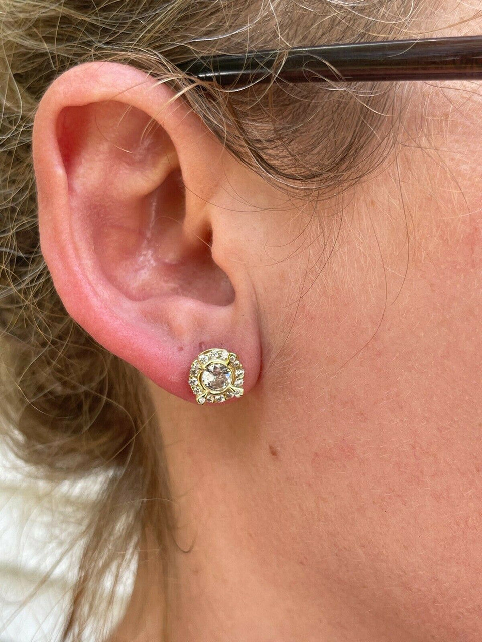 HarlemBling Real 14k Gold Vermeil 925 Iced CZ Out HipHop Earrings Studs Mens Ladies dollar99 MSRP