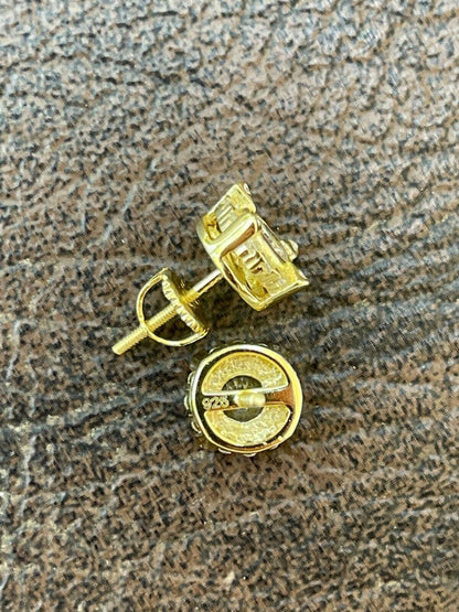 HarlemBling Real 14k Gold Vermeil 925 Iced CZ Out HipHop Earrings Studs Mens Ladies dollar99 MSRP