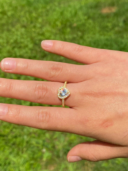 HarlemBling Real 14k Gold Vermeil 925 Silver Heart Shaped Diamond Ring Necklace Earrings Set