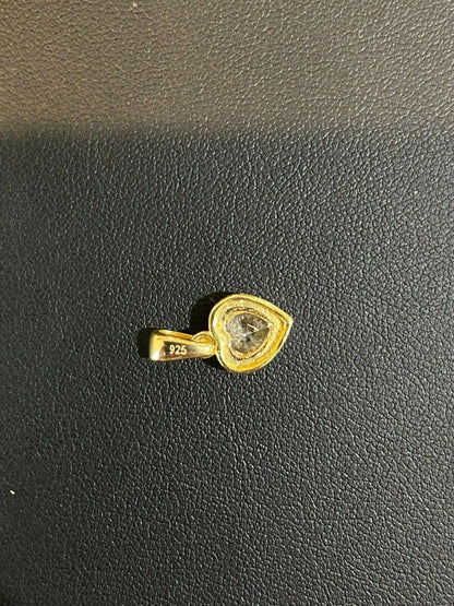 HarlemBling Real 14k Gold Vermeil 925 Silver Heart Shaped Diamond Ring Necklace Earrings Set