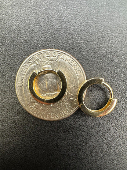 HarlemBling Real 14k Gold Vermeil 925 Silver Hoops Mens Ladies Small Huggie Earrings 12mm