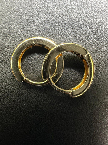 HarlemBling Real 14k Gold Vermeil 925 Silver Hoops Mens Ladies Small Huggie Earrings 12mm