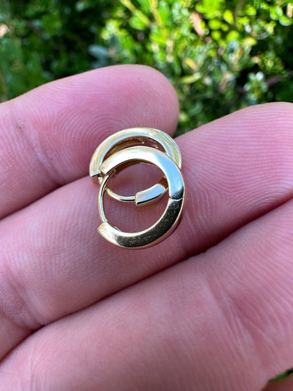 HarlemBling Real 14k Gold Vermeil 925 Silver Hoops Mens Ladies Small Huggie Earrings 12mm