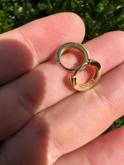 HarlemBling Real 14k Gold Vermeil 925 Silver Hoops Mens Ladies Small Huggie Earrings 12mm