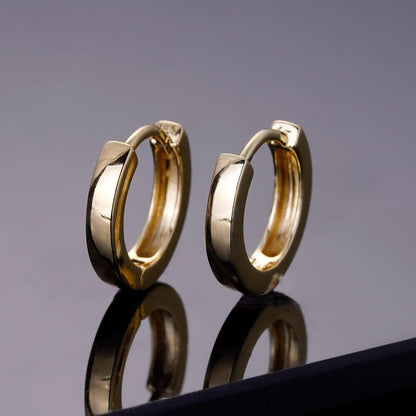 HarlemBling Real 14k Gold Vermeil 925 Silver Hoops Mens Ladies Small Huggie Earrings 12mm