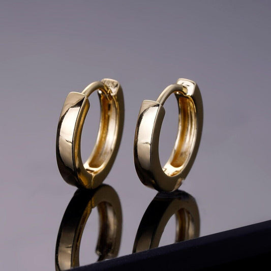 HarlemBling Real 14k Gold Vermeil 925 Silver Hoops Mens Ladies Small Huggie Earrings 12mm