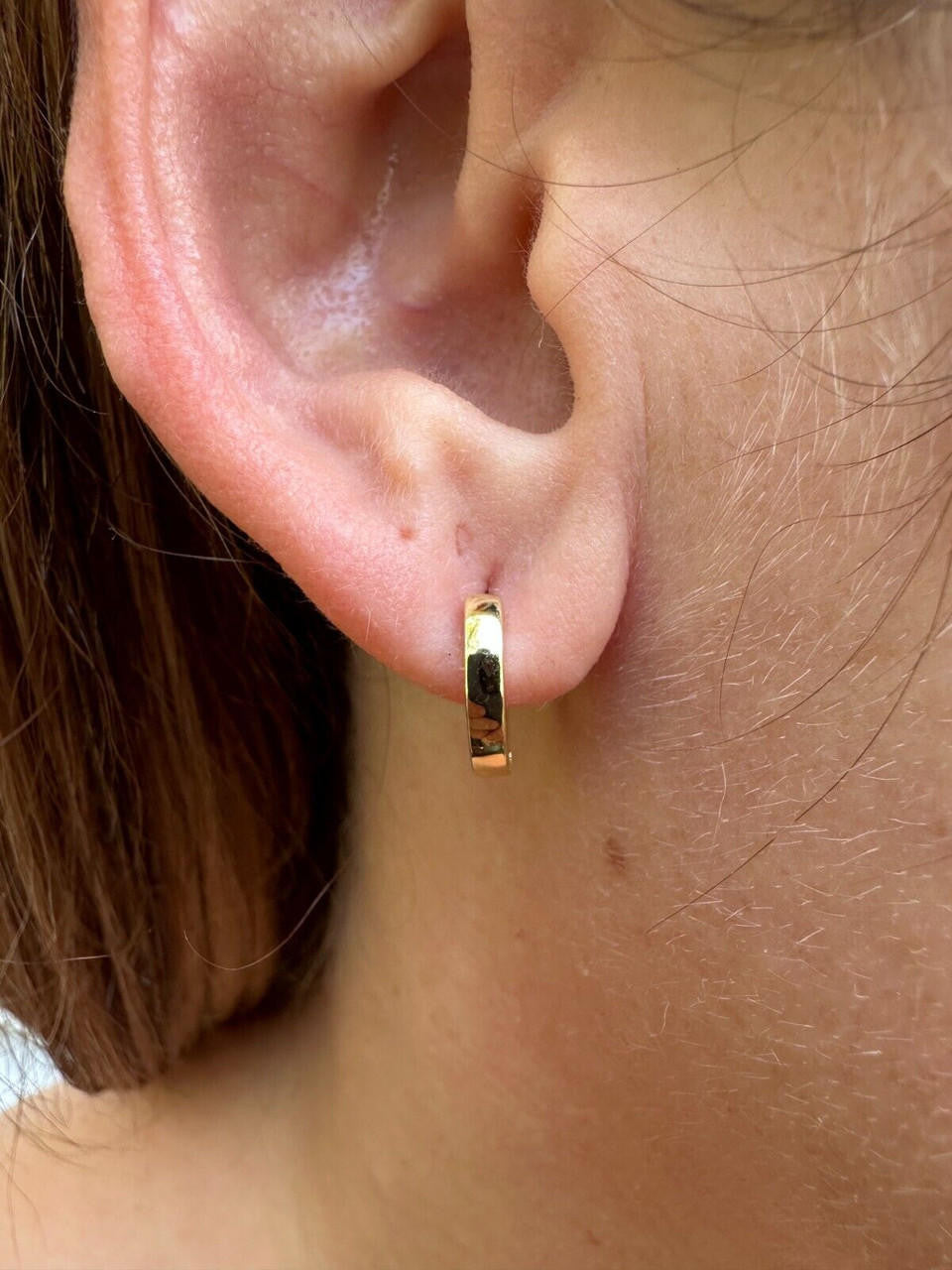 HarlemBling Real 14k Gold Vermeil 925 Silver Hoops Mens Ladies Small Huggie Earrings 12mm