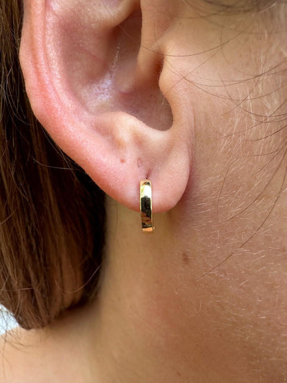 HarlemBling Real 14k Gold Vermeil 925 Silver Hoops Mens Ladies Small Huggie Earrings 12mm