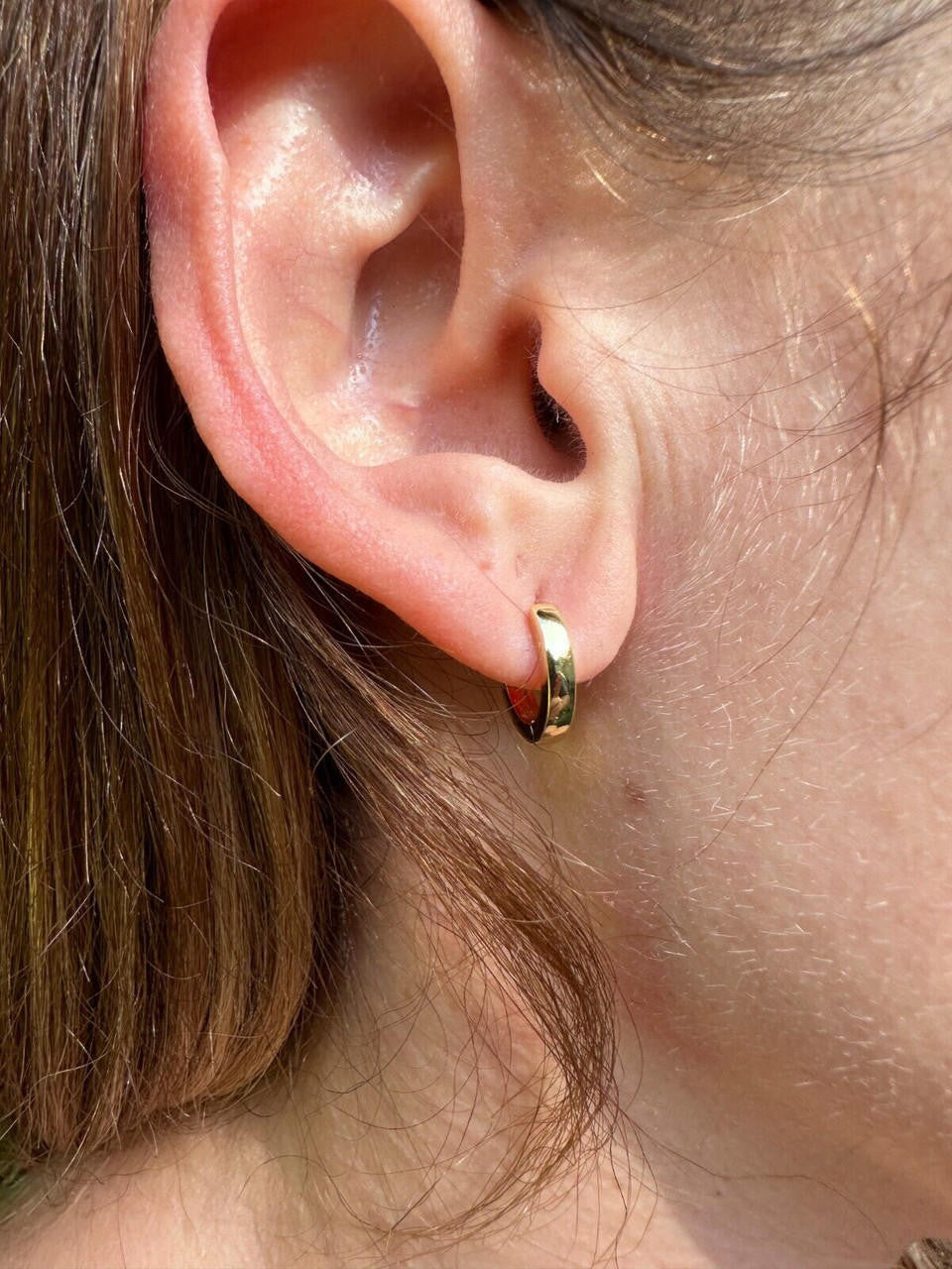 HarlemBling Real 14k Gold Vermeil 925 Silver Hoops Mens Ladies Small Huggie Earrings 12mm