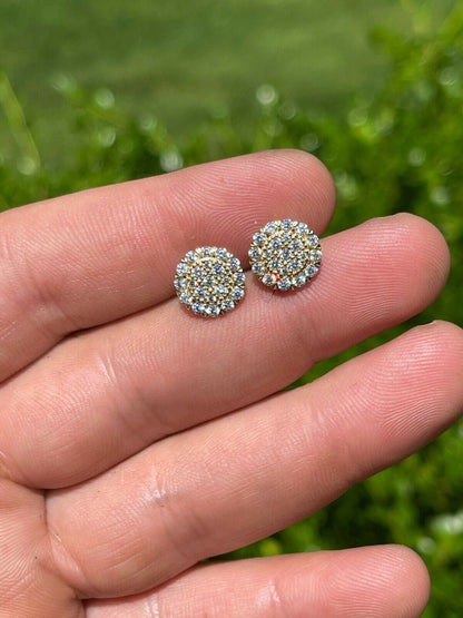 HarlemBling Real 14k Gold Vermeil 925 Silver Iced CZ Out Mens Ladies Hip Hop Earrings Large