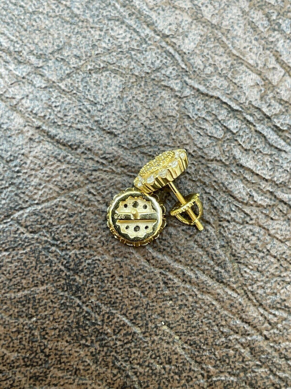 HarlemBling Real 14k Gold Vermeil 925 Silver Iced CZ Out Mens Ladies Hip Hop Earrings Large