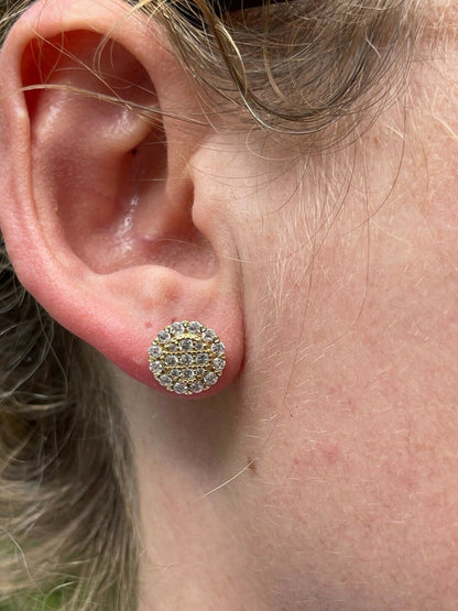 HarlemBling Real 14k Gold Vermeil 925 Silver Iced CZ Out Mens Ladies Hip Hop Earrings Large