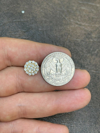 HarlemBling Real 14k Gold Vermeil 925 Silver Iced CZ Out Mens Ladies Hip Hop Earrings Large