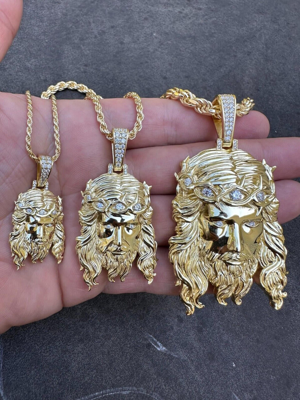 HarlemBling Real 14k Gold Vermeil 925 Silver MOISSANITE Jesus Piece Iced Pendant Necklace