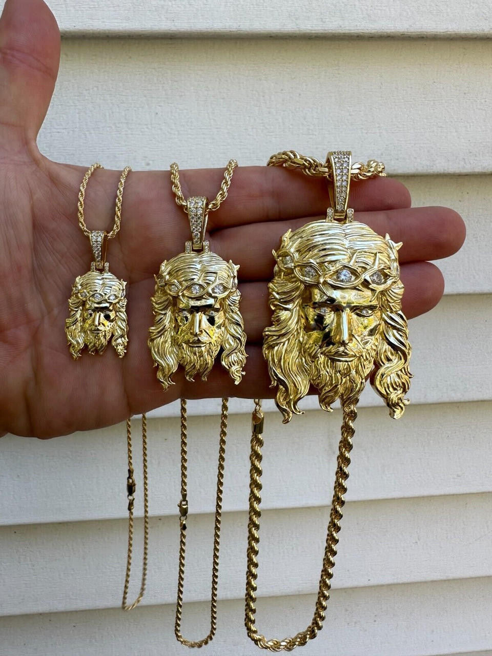 HarlemBling Real 14k Gold Vermeil 925 Silver MOISSANITE Jesus Piece Iced Pendant Necklace