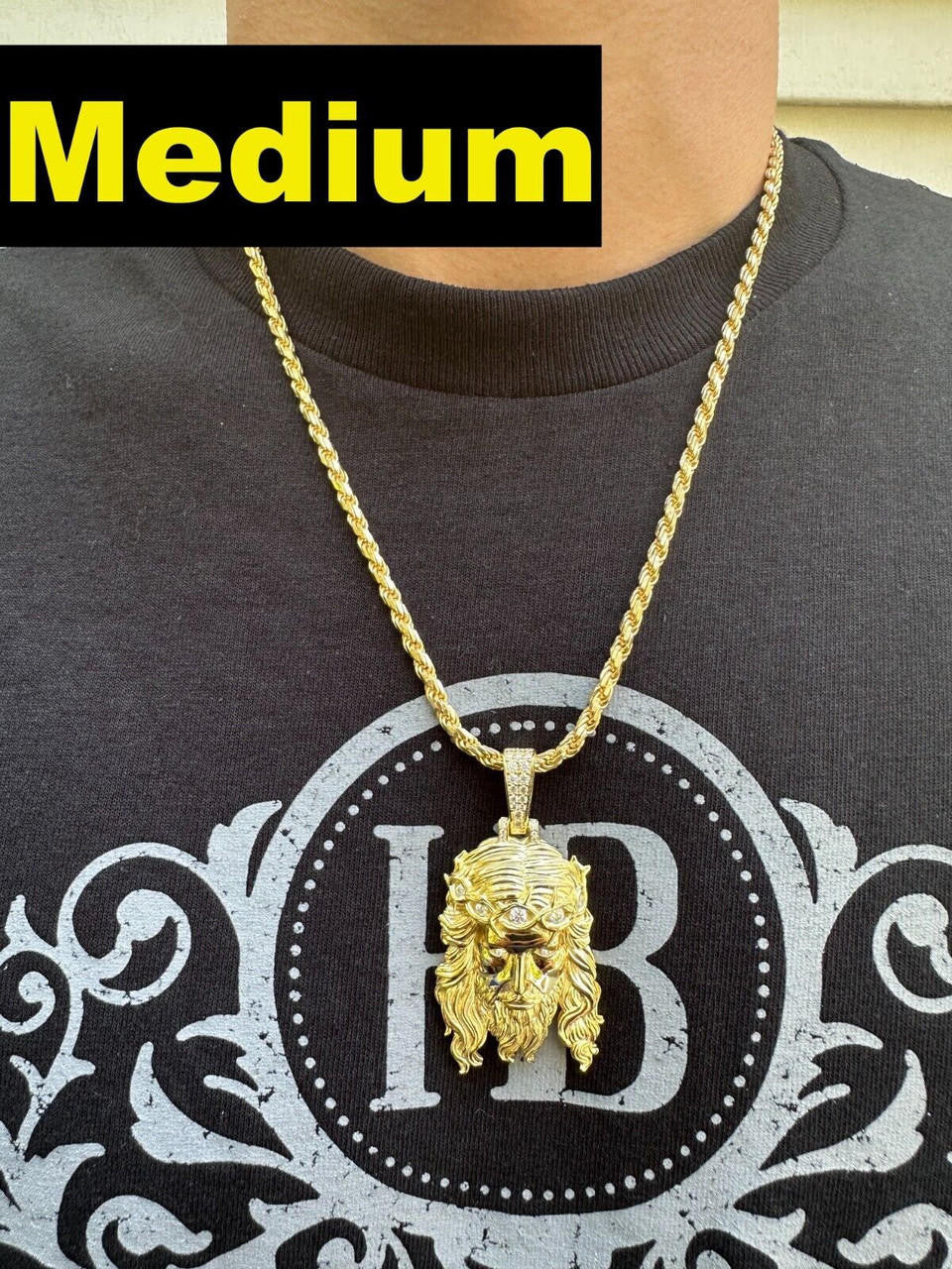 HarlemBling Real 14k Gold Vermeil 925 Silver MOISSANITE Jesus Piece Iced Pendant Necklace