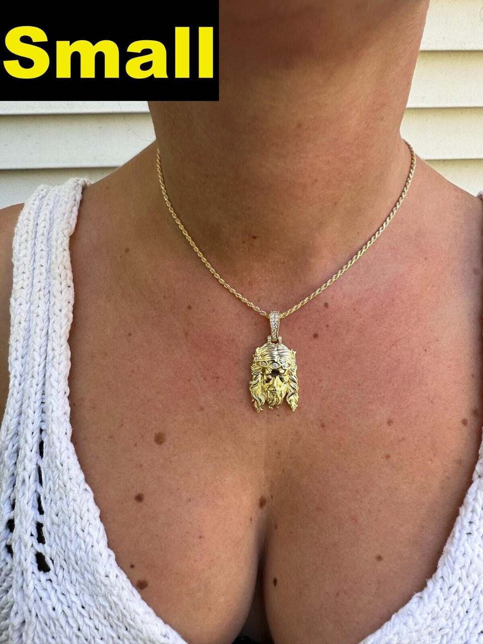 HarlemBling Real 14k Gold Vermeil 925 Silver MOISSANITE Jesus Piece Iced Pendant Necklace