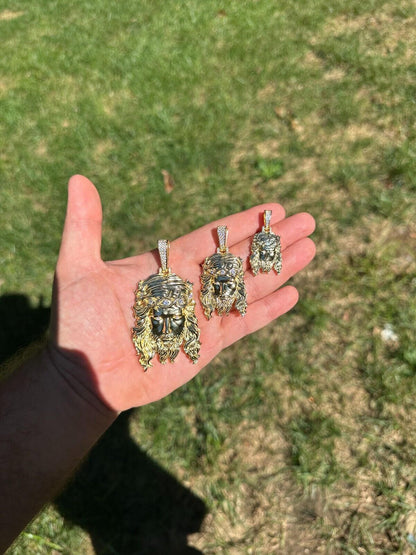 HarlemBling Real 14k Gold Vermeil 925 Silver MOISSANITE Jesus Piece Iced Pendant Necklace