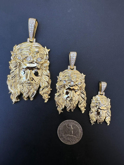 HarlemBling Real 14k Gold Vermeil 925 Silver MOISSANITE Jesus Piece Iced Pendant Necklace